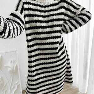 Women's Sweater Dress Black and White